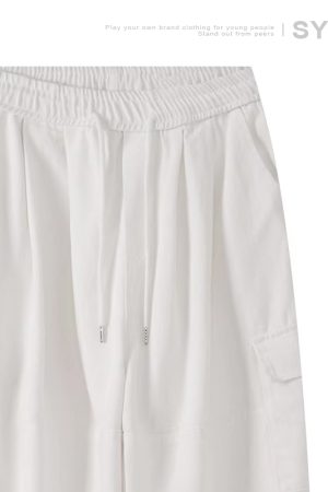 Heavyweight Vintage Japanese Denim Pants for Men | Loose Fit Elastic Waist Workwear Trousers | Casual Spring Autumn Style