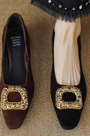 Height-Increasing Suede Loafers with Rhinestones - Italian Corso Venezia Style, 3cm Elevation, Elegant Banquet Flat Shoes