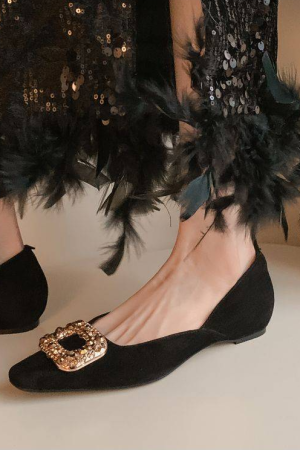 Height-Increasing Suede Loafers with Rhinestones - Italian Corso Venezia Style, 3cm Elevation, Elegant Banquet Flat Shoes