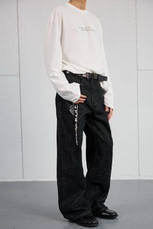 High-End Black Denim Jeans for Men and Women | Narrow A-Line Straight Wide-Leg Pants | Trendy Fashion for Modern Style