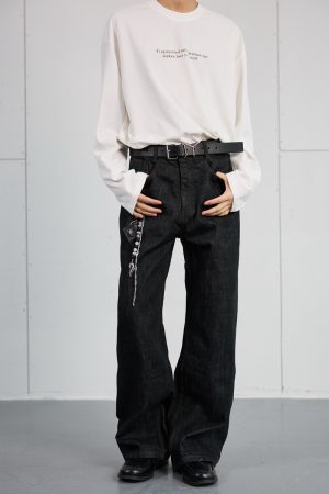 High-End Black Denim Jeans for Men and Women | Narrow A-Line Straight Wide-Leg Pants | Trendy Fashion for Modern Style