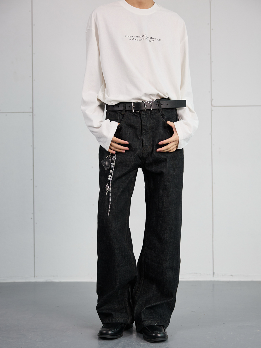 High-End Black Denim Jeans for Men and Women | Narrow A-Line Straight Wide-Leg Pants | Trendy Fashion for Modern Style High-End Black Denim Jeans for Men and Women | Narrow A-Line Straight Wide-Leg Pants | Trendy Fashion for Modern Style