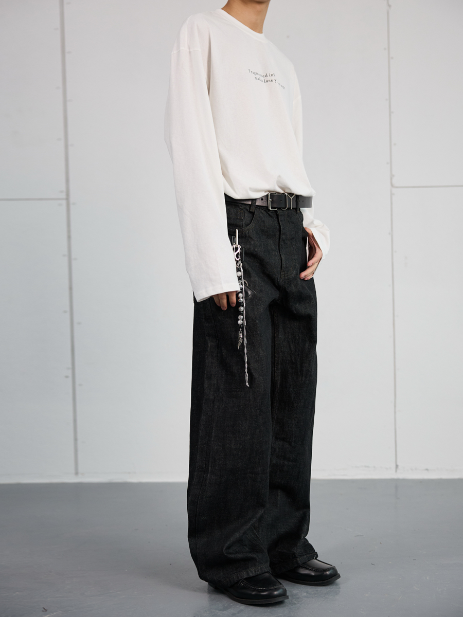 High-End Black Denim Jeans for Men and Women | Narrow A-Line Straight Wide-Leg Pants | Trendy Fashion for Modern Style High-End Black Denim Jeans for Men and Women | Narrow A-Line Straight Wide-Leg Pants | Trendy Fashion for Modern Style