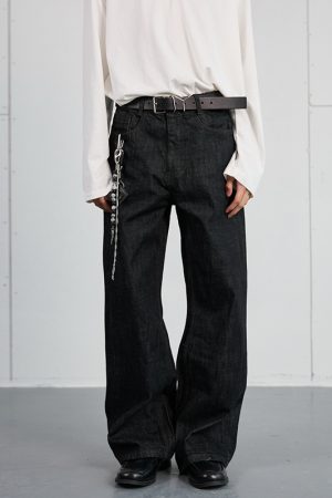 High-End Black Denim Jeans for Men and Women | Narrow A-Line Straight Wide-Leg Pants | Trendy Fashion for Modern Style