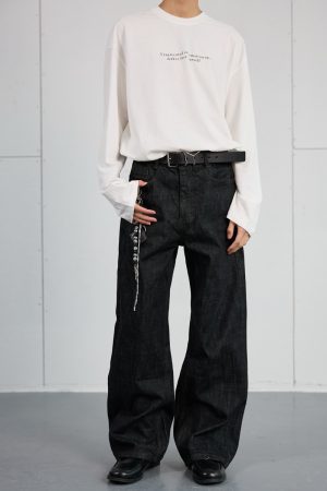 High-End Black Denim Jeans for Men and Women | Narrow A-Line Straight Wide-Leg Pants | Trendy Fashion for Modern Style