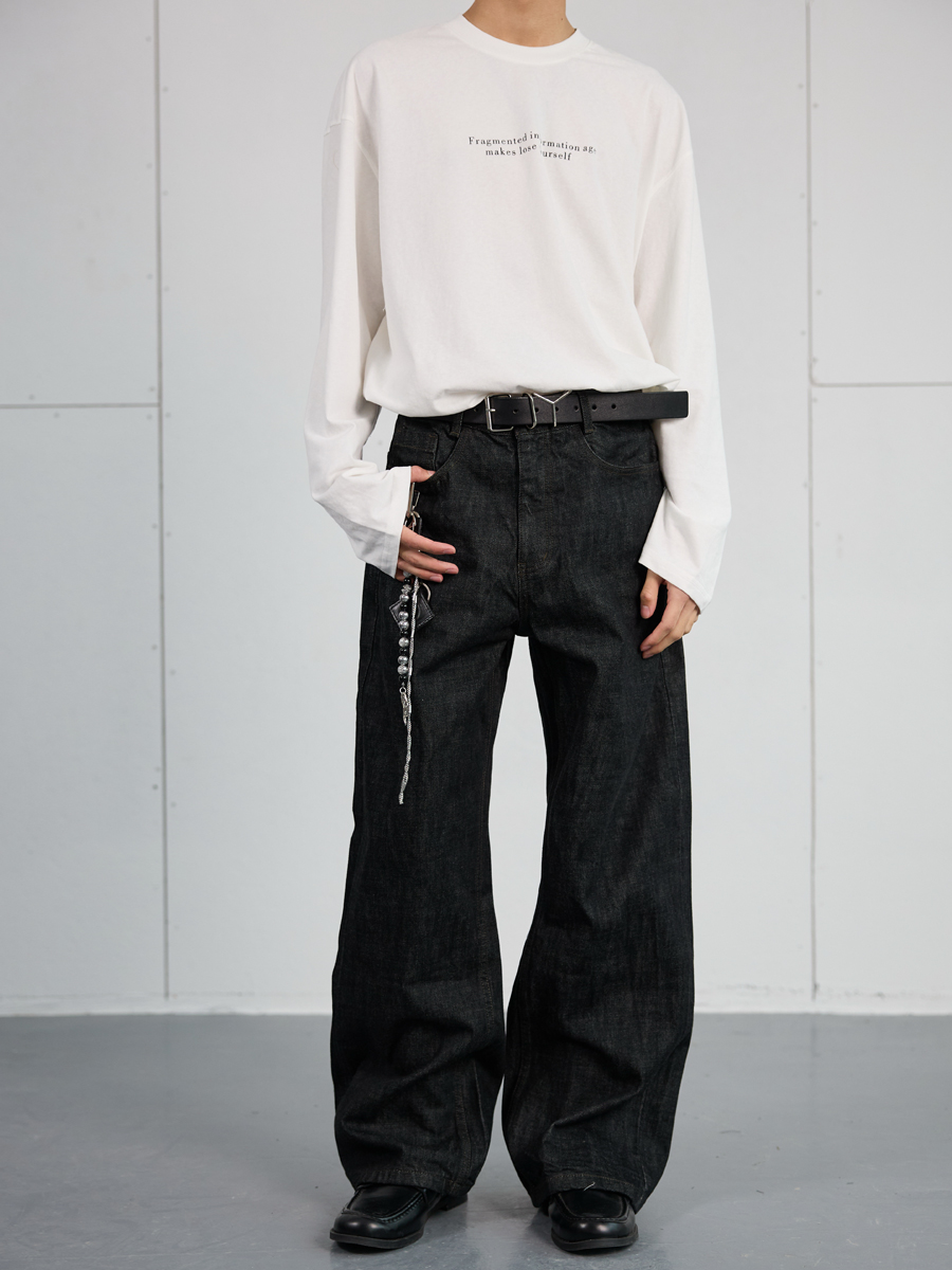 High-End Black Denim Jeans for Men and Women | Narrow A-Line Straight Wide-Leg Pants | Trendy Fashion for Modern Style High-End Black Denim Jeans for Men and Women | Narrow A-Line Straight Wide-Leg Pants | Trendy Fashion for Modern Style