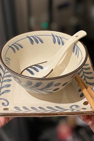 High-End Ceramic Enamel Underglaze Rice Bowl and Plate Set, Creative Cabbage Design, Fresh Niche Tableware for Stylish Dining