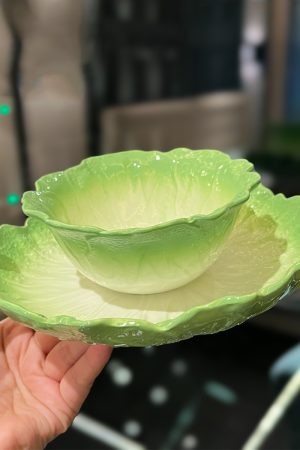 High-End Ceramic Enamel Underglaze Rice Bowl and Plate Set, Creative Cabbage Design, Fresh Niche Tableware for Stylish Dining