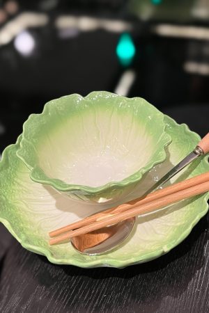 High-End Ceramic Enamel Underglaze Rice Bowl and Plate Set, Creative Cabbage Design, Fresh Niche Tableware for Stylish Dining
