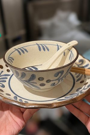 High-End Ceramic Enamel Underglaze Rice Bowl and Plate Set, Creative Cabbage Design, Fresh Niche Tableware for Stylish Dining