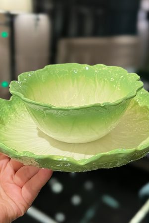 High-End Ceramic Enamel Underglaze Rice Bowl and Plate Set, Creative Cabbage Design, Fresh Niche Tableware for Stylish Dining