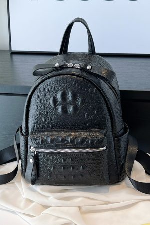 High-End Crocodile Pattern M-Shaped Backpack for Women - Trendy 2025 Fashion School Bag