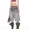 High-End Graffiti Letter Denim Loose Wide-Leg Shorts for Women - Summer 2025 Korean Niche Style