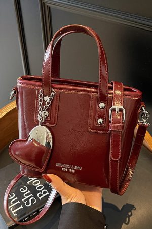 High-End Heart-Shaped Handbag for Women - Fashionable Tote Bucket Bag, 2025 New Style, Vegetable Basket Shoulder Crossbody Bag