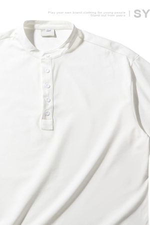 High-End Heavyweight Oversized Henley Collar Short Sleeve T-Shirt for Men - Loose Fit Round Neck Tee - Y2K Summer Style