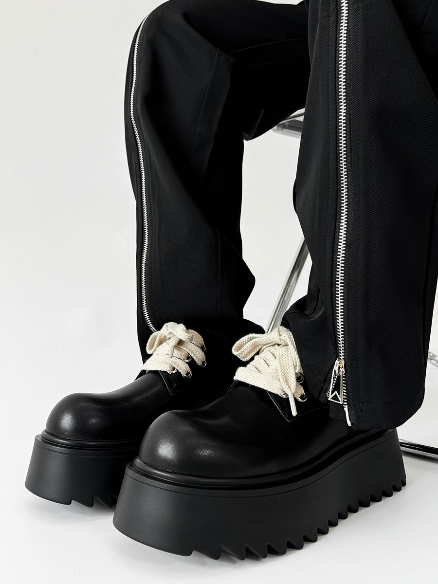 High-End Korean Style Thick-Soled Platform Derby Shoes for Men - Versatile Black Chunky Sneakers, British Trendy Design High-End Korean Style Thick-Soled Platform Derby Shoes for Men - Versatile Black Chunky Sneakers, British Trendy Design