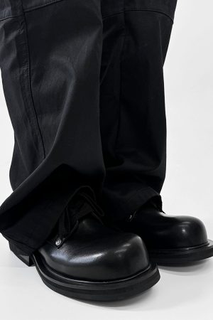 High-End Men's Derby Shoes - Paris Mickey Mouse Design, Round-Toe, Thick-Soled Leather, British Retro Style for Commuting