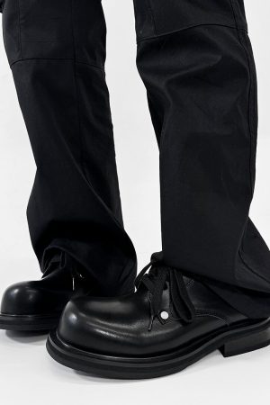 High-End Men's Derby Shoes - Paris Mickey Mouse Design, Round-Toe, Thick-Soled Leather, British Retro Style for Commuting