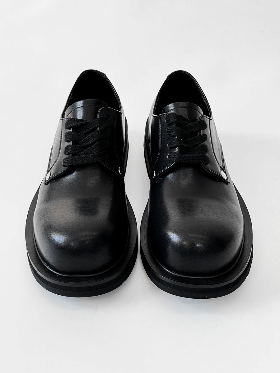 High-End Men's Derby Shoes - Paris Mickey Mouse Design, Round-Toe, Thick-Soled Leather, British Retro Style for Commuting High-End Men's Derby Shoes - Paris Mickey Mouse Design, Round-Toe, Thick-Soled Leather, British Retro Style for Commuting