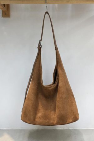 High-End Retro Suede Tote Bag for Autumn & Winter - Versatile Commuting Shoulder Crossbody Bag in Lazy Style