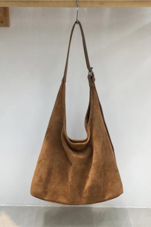 High-End Retro Suede Tote Bag for Autumn & Winter - Versatile Commuting Shoulder Crossbody Bag in Lazy Style