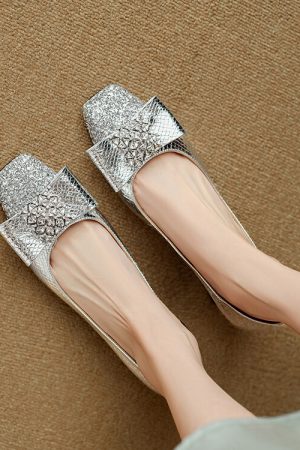 High-End Rhinestone Bow Single Shoes for Women - Italian Summer Fashion High Heels