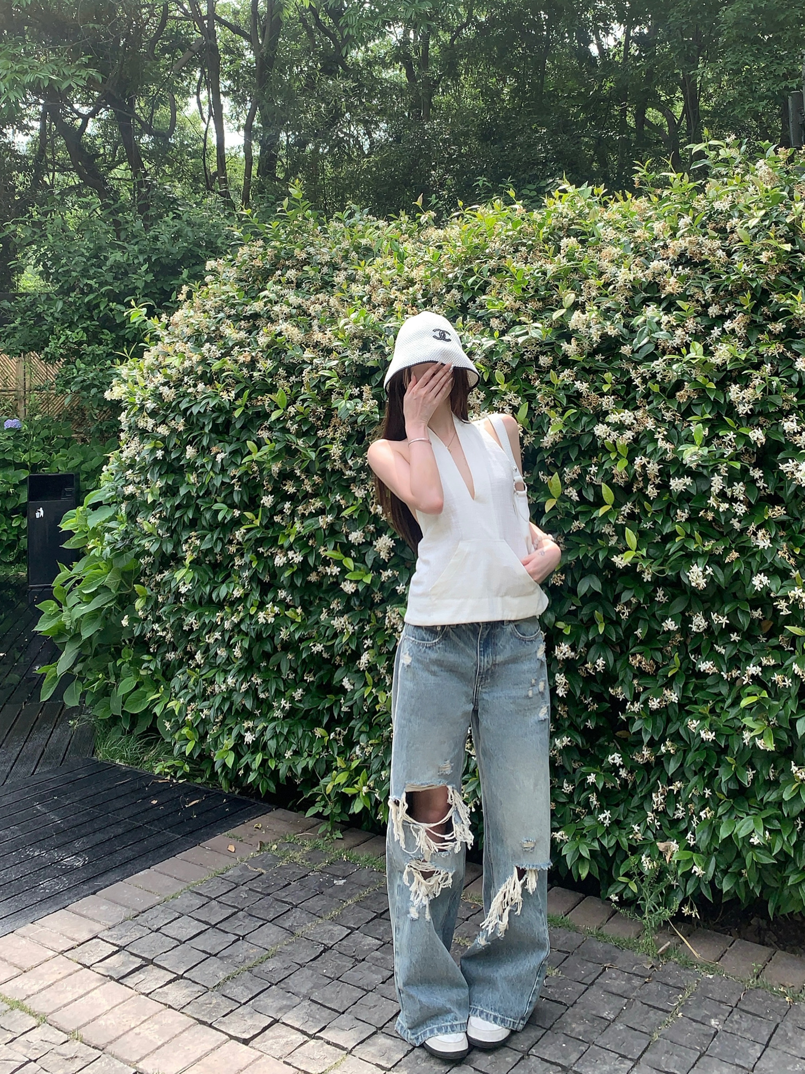 High-End Ripped Denim Pants for Women - Summer Loose Vintage Wide-Leg Straight Jeans, Y2K Style, Casual Fashion High-End Ripped Denim Pants for Women - Summer Loose Vintage Wide-Leg Straight Jeans, Y2K Style, Casual Fashion