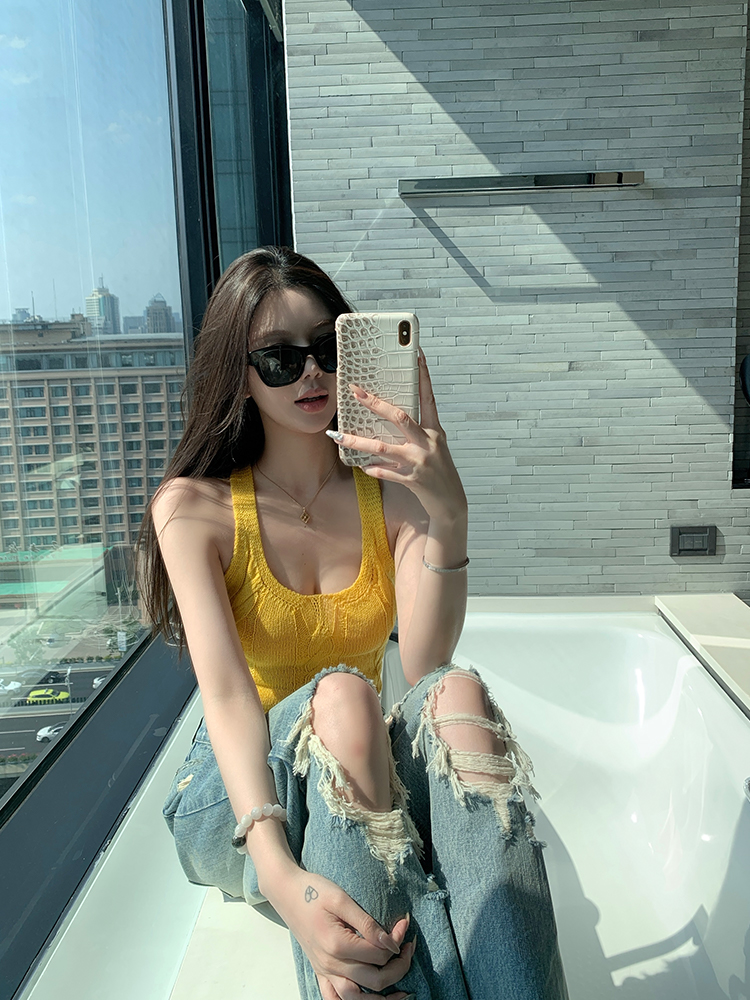 High-End Ripped Denim Pants for Women - Summer Loose Vintage Wide-Leg Straight Jeans, Y2K Style, Casual Fashion High-End Ripped Denim Pants for Women - Summer Loose Vintage Wide-Leg Straight Jeans, Y2K Style, Casual Fashion