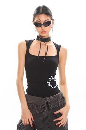 High-End Sleeveless Square Neck Printed Sexy Tank Top for Women - Comfortable Basic Fashion in Trendy Styles