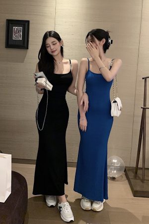 High-End Spaghetti Strap Mermaid Dress for Women - Summer Slim Fit High Waist Sexy Pure Desire Style