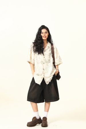 High-End Tassel Shirt for Women - Personalized Trendy Suit Collar Short-Sleeve Top, Chic Fashion Statement, Perfect for Y2K Style