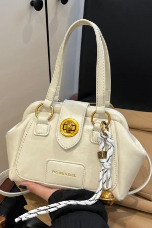 High-End Textured Bowling Bag for Women, Trendy Shoulder Crossbody Clip Bag, Fashionable 2025 Style