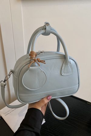 High-End Textured Handbag for Women - Trendy Bowling Tote & Crossbody Bag, Fashionable Design for 2025