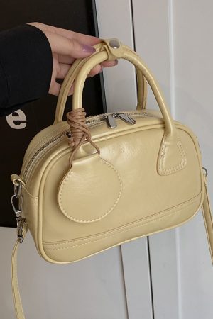 High-End Textured Handbag for Women - Trendy Bowling Tote & Crossbody Bag, Fashionable Design for 2025