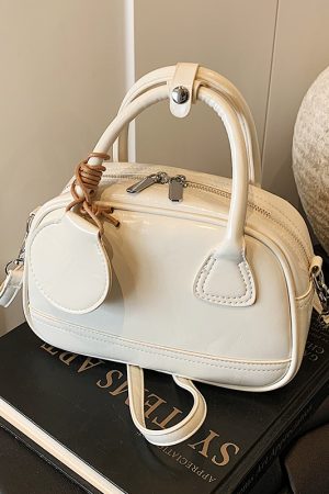High-End Textured Handbag for Women - Trendy Bowling Tote & Crossbody Bag, Fashionable Design for 2025