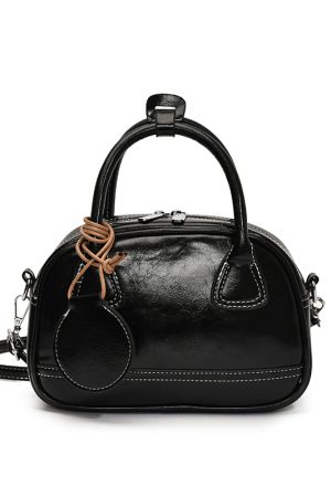High-End Textured Handbag for Women - Trendy Bowling Tote & Crossbody Bag, Fashionable Design for 2025