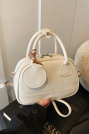 High-End Textured Handbag for Women - Trendy Bowling Tote & Crossbody Bag, Fashionable Design for 2025