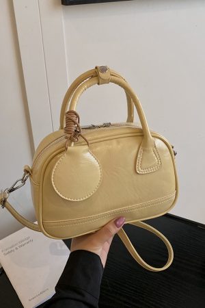 High-End Textured Handbag for Women - Trendy Bowling Tote & Crossbody Bag, Fashionable Design for 2025