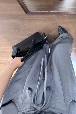 High-End Textured Satin Wide-Leg Pants for Tall Individuals - Lightweight Spring/Summer Imitation Acetate Trousers