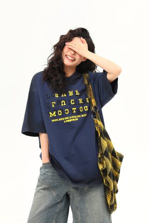 High-End Vintage Wash Gradient Short Sleeve T-Shirt for Men and Women - Trendy Heavyweight Couples Tee