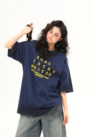 High-End Vintage Wash Gradient Short Sleeve T-Shirt for Men and Women - Trendy Heavyweight Couples Tee