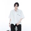 High-End White Short Sleeve Shirt for Women, Unique Loose Casual Design, Trendy Summer Fashion