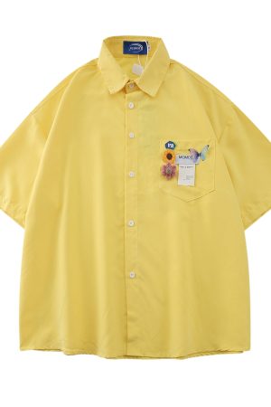 High-End White Short Sleeve Shirt for Women, Unique Loose Casual Design, Trendy Summer Fashion