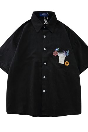 High-End White Short Sleeve Shirt for Women, Unique Loose Casual Design, Trendy Summer Fashion