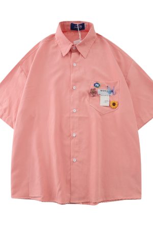 High-End White Short Sleeve Shirt for Women, Unique Loose Casual Design, Trendy Summer Fashion