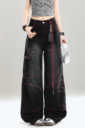 High-End Women's Straight-Leg Jeans - American Style Loose-Fit Wide-Leg Long Pants for Summer 2025, Slimming Design, Trendy Fashion