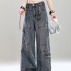 High-End Women's Straight-Leg Jeans - American Style Loose-Fit Wide-Leg Long Pants for Summer 2025, Slimming Design, Trendy Fashion