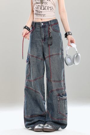 High-End Women's Straight-Leg Jeans - American Style Loose-Fit Wide-Leg Long Pants for Summer 2025, Slimming Design, Trendy Fashion