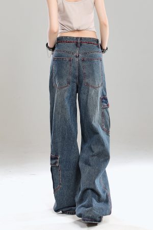 High-End Women's Straight-Leg Jeans - American Style Loose-Fit Wide-Leg Long Pants for Summer 2025, Slimming Design, Trendy Fashion