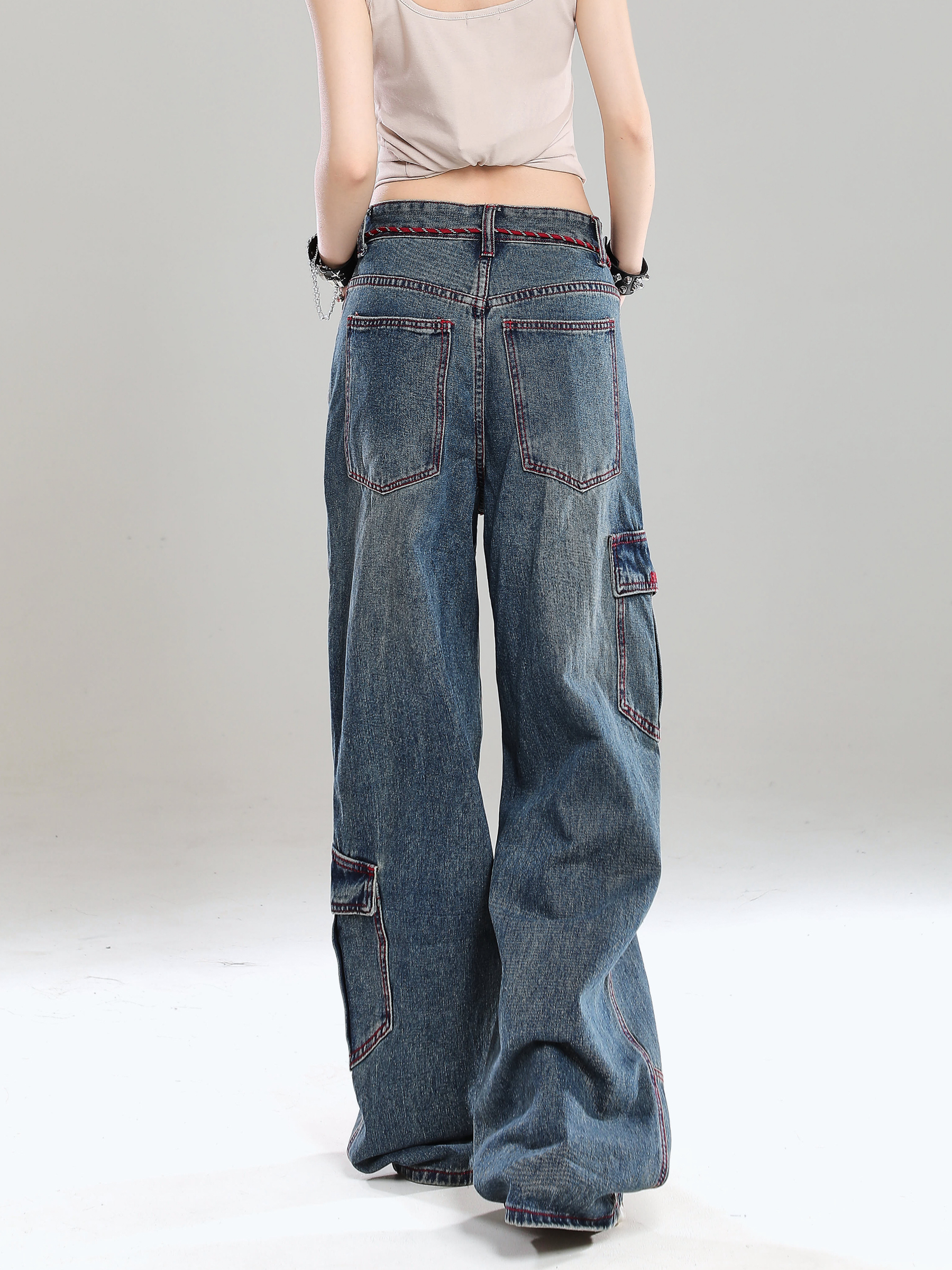 High-End Women's Straight-Leg Jeans - American Style Loose-Fit Wide-Leg Long Pants for Summer 2025, Slimming Design, Trendy Fashion High-End Women's Straight-Leg Jeans - American Style Loose-Fit Wide-Leg Long Pants for Summer 2025, Slimming Design, Trendy Fashion
